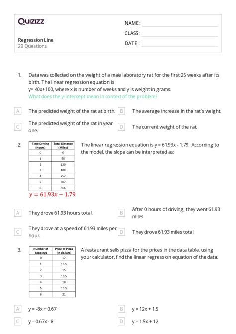 Free Regression Line Worksheet Download Free Regression Line Worksheet Png Images Free