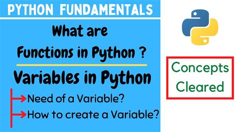 Python Fundamentals Functions In Python Variables In Python Youtube