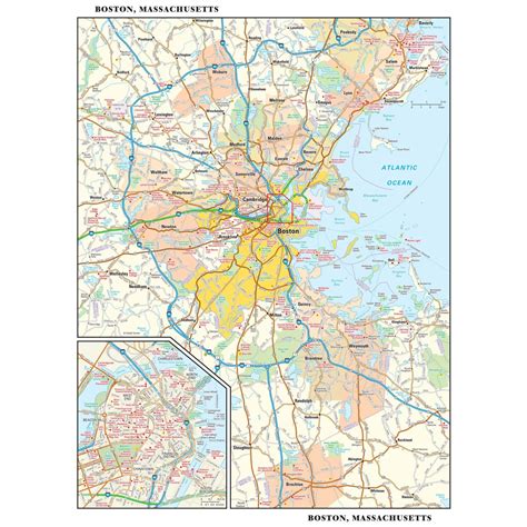 Boston, Massachusetts Wall Map by Globe Turner - The Map Shop