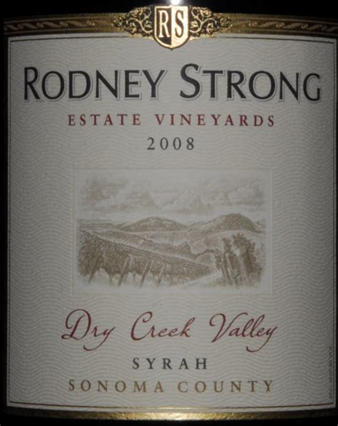 2008 Rodney Strong Syrah Estate Vineyards Usa California Sonoma