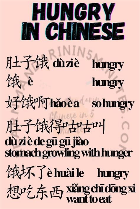 How To Say Hungry In Chinese Chinese Language Words Learn Mandarin