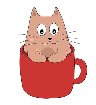 Adorable Cat In Red Cup Perfect For Cards Or Posters Vector Cute Cat Puss Pussy PNG And