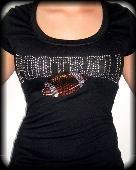 Womens Rhinestone Football T Shirts M L Xl 1x 2x 3x Football