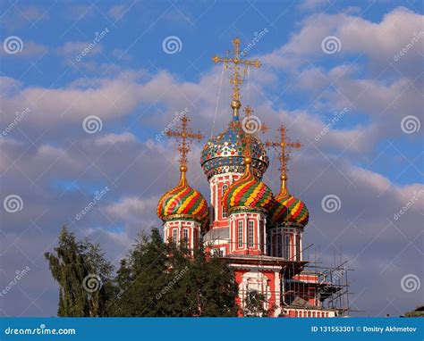 Domes Of Church Of The Nativity Of The Blessed Virgin Mary Stock Image