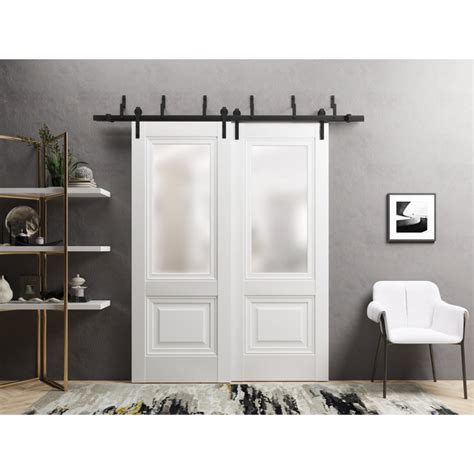 Sartodoors Slab Barn Door Panel Lucia White Silk With Frosted