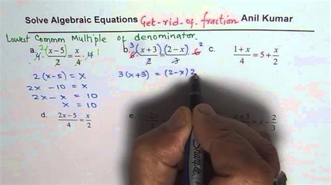 How To Solve Algebraic Equation With Fraction And Lowest Common