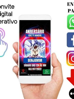 Convite De Aniversario Digital Interativo Goku Ultra Insta Compre