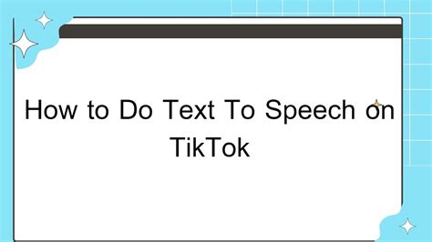 How To Do Text To Speech On Tiktok Youtube