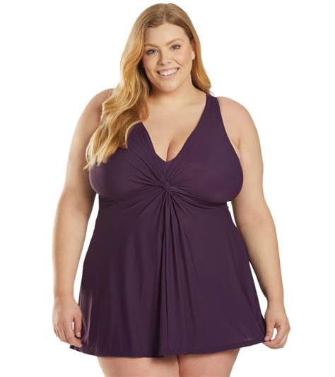 Miraclesuit Womens Plus Size Solid Must Have Marais Swim Dress At