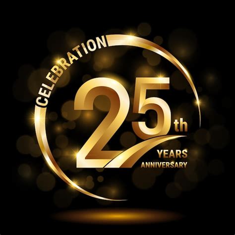 Premium Vector 25th Anniversary Celebration Logo Design With Gold