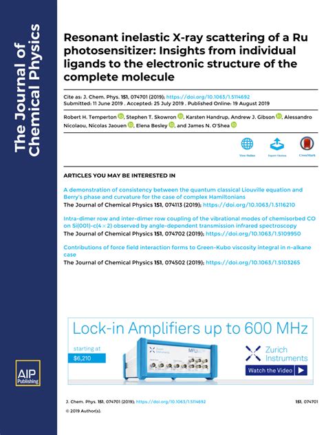 (PDF) Resonant inelastic X-ray scattering of a Ru photosensitizer