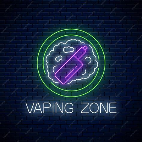 Premium Vector Glowing Neon Sign Of Vaping Zone On Dark Brick Wall