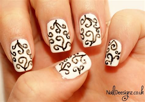 NailDeesignz: Black & White Swirls Nail Art