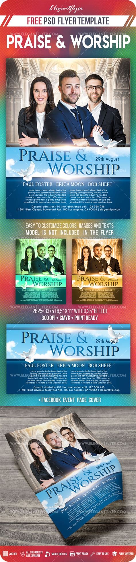 Blue Creative Praise Worship Free Flyer Template Psd By Elegantflyer