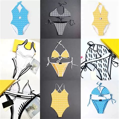 Female Bandeau Swimsuit Full Letters Printed Bikini Set Women Fashion