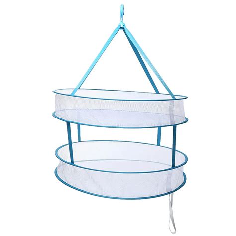 Two layer Collapsible Circular Drying Racks Hanging Clothes Mesh-in ...