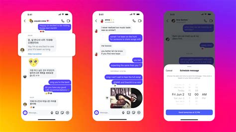 instagram dm features    translate schedule  pin