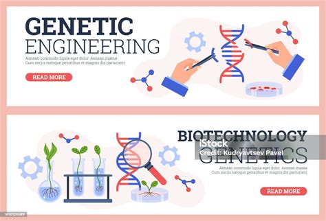 O Q É Engenharia Genética - Vetores de Conjunto De Banners De Engenharia Genética E Biotecnologia ...