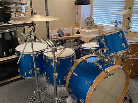 Ludwig 1970s 3 Ply Bonham Sizes 1970s Blue Sparkle Reverb