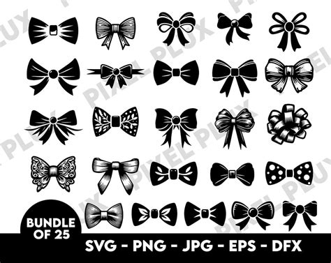 Bow Svg Bundle Bow Tie Svg Files Ribbon Bow Svg Files Classic Hair Bow Svg Double Bow Svg Pretty