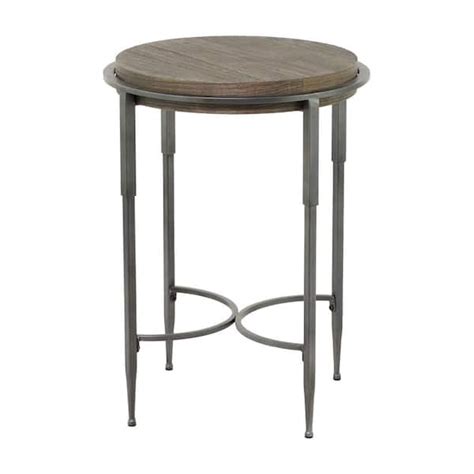 Litton Lane In Gray Large Round Wood End Accent Table With Brown