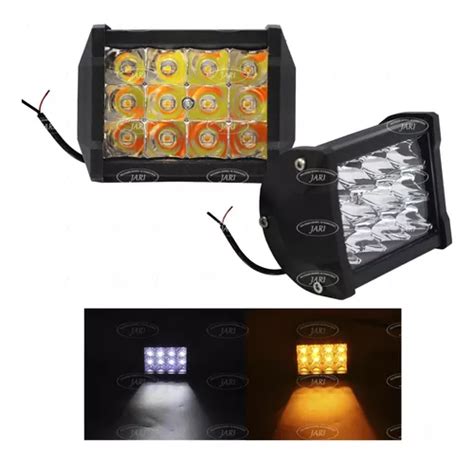 Par Faros 12 Led Dually Slim Bicolor Blanco Ambar Estrobo