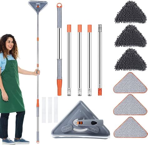 In Wall Cleaning Mop With Long Handle Rotating Triangle Wall