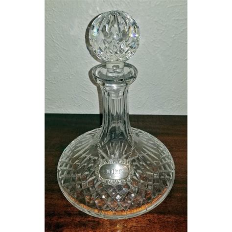 Vintage Irish Waterford Crystal Ships Decanter With Solid Silver Wine Label Chairish