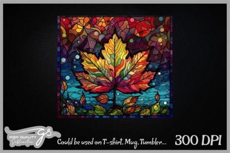 Maple And Flowers Stained Glass Graphic By Glamousita Sublimation