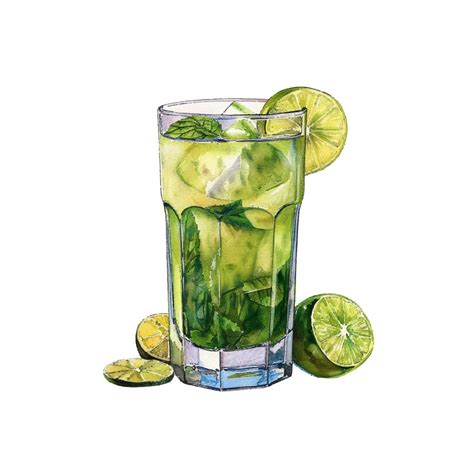 Premium Vector Mojito Vector Illustration In Watercolour Style