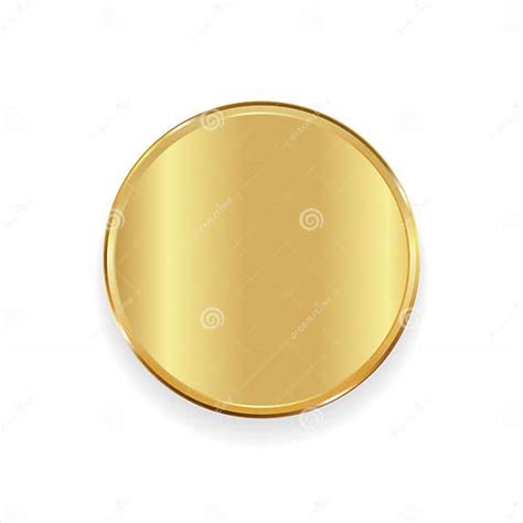 Realistic Round Shiny Blank Gold Award Badge Vector Illustration Stock ...