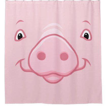 Cute Happy Pink Pig Face Shower Curtain | Zazzle | Custom shower curtains, Personalized bathroom ...