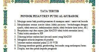 Contoh Tata Tertib Pondok Pesantren Putri Media Belajar