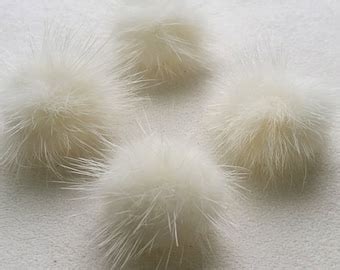 Pcs No Ring White Mm Genuine Mink Fur Ball Pom Pom For Etsy