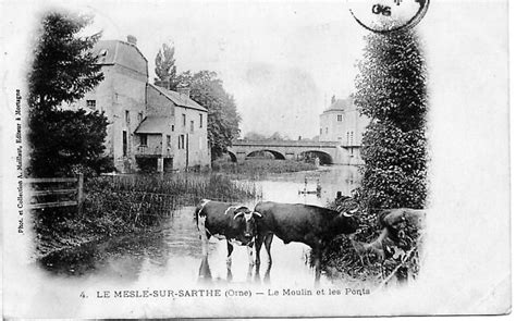 Le Mêle sur Sarthe Le Moulin et les Ponts Carte postale ancienne et