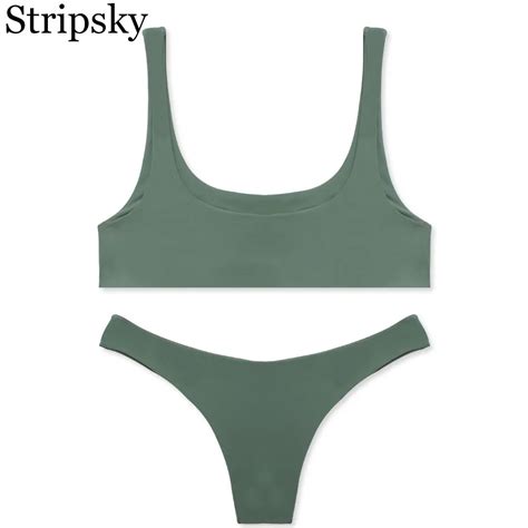 Stripsky Bikini Set Sexy Swimsuit Women Solid Sport Bikini Brazilian