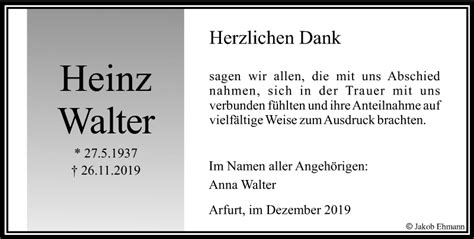 Traueranzeigen Von Heinz Walter Trauer Rheinmain De