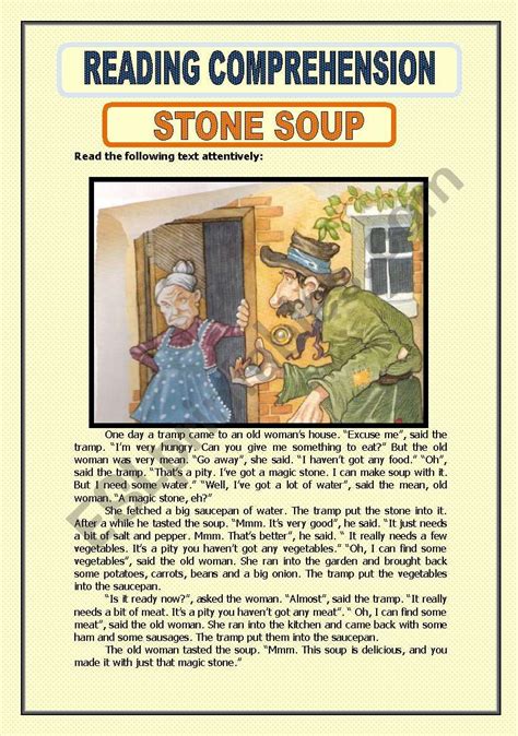 Reading Comprehension Stone Soup Esl Worksheet By Macomabi