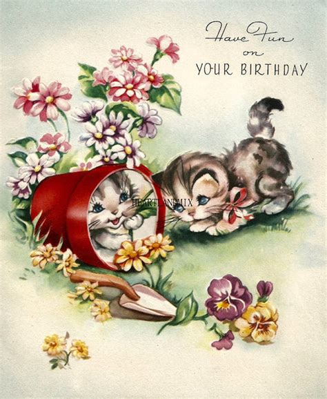 Vintage Birthday Card Digital Image Have Fun on your Birthday | Etsy