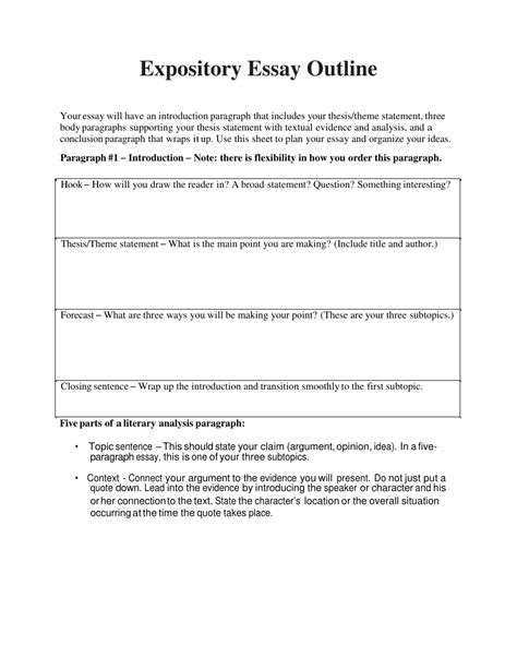 Expository Essay Outline Download Printable PDF | Templateroller