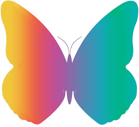 Summer Gradient Multicolor Butterfly Png Transparent Background