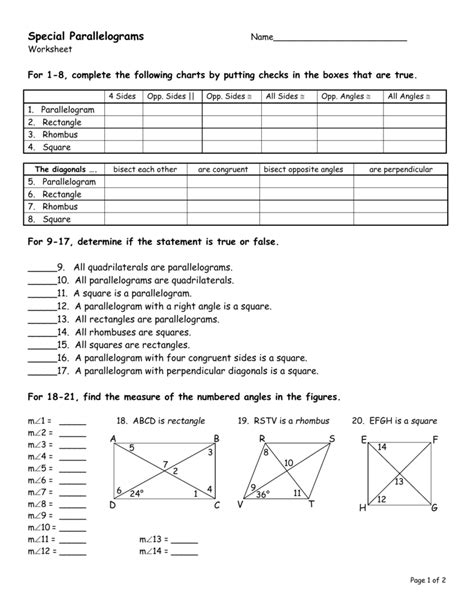 Properties Of A Parallelogram Worksheet Properties Of Parall