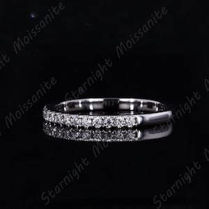 14K Solid Gold Eternity Band Set With Micro Pave Moissanite 14K