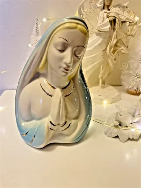 PLANTER PRAYING VIRGIN Mary 7 Vintage 1960 Madonna Ceramic Head Vase