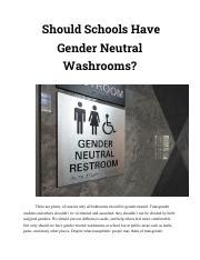 Gender Neutral Washrooms Essay Pdf Should Schools Have Gender Neutral