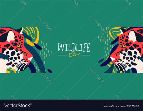 Wildlife Day Web Banner Leopard In Jungle Vector Image