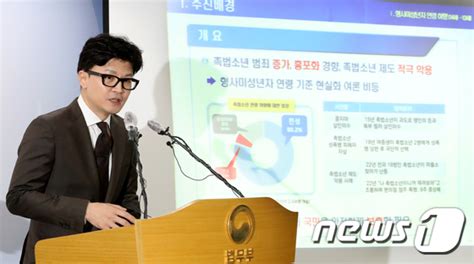 한동훈 장관 촉법소년 범죄 증가 연령 하향 추진 뉴스1