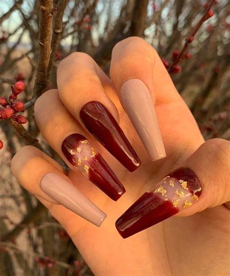 Coffin Burgundy Nail Designs Tailoringinhindi