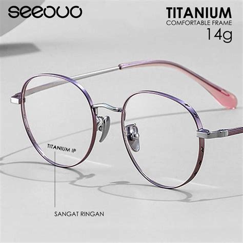 Jual Seeouo Frame Kacamata Model Bulat Simple Stylish Titanium Ringan