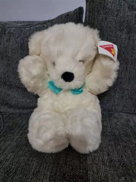 Vintage Dakin Cuddles White Fluffy Teddy Bear Soft Toy Plush £20 00 Picclick Uk